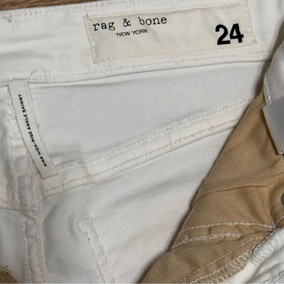 rag & bone Nina High Rise Ankle Skinny Jeans White Size 24 - Picture 12 of 14